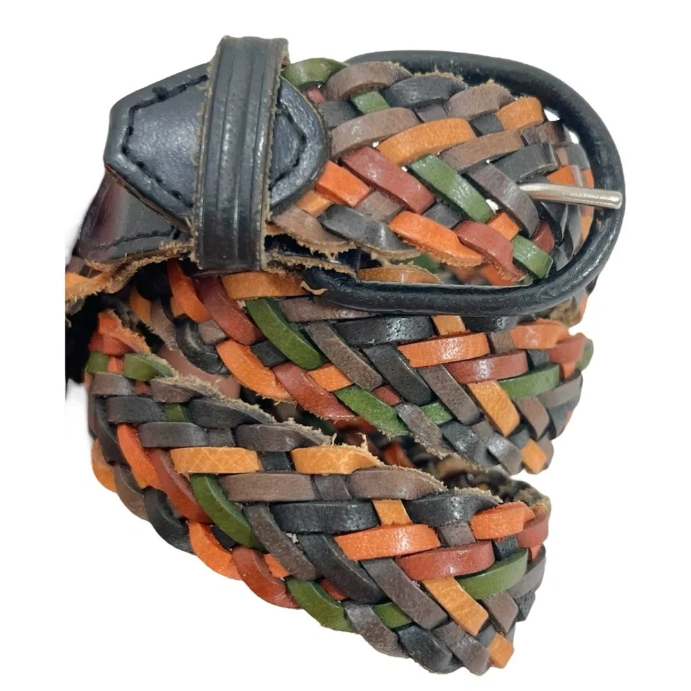 Vintage Y2K Multi-color braided leather belt